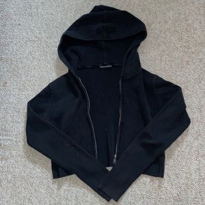 Brandy Melville black zip up cropped hoodie